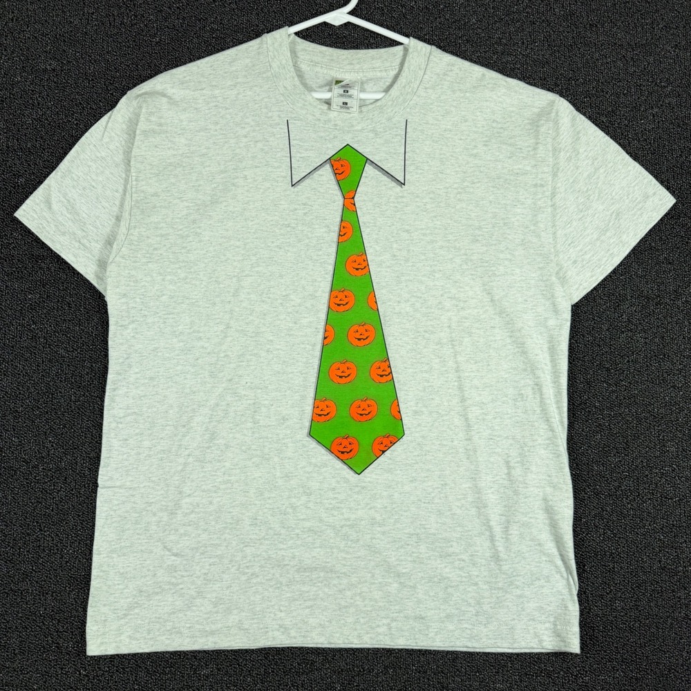 Vintage Single Stitch T-Shirt Men's Large Halloween Pumpkin Tie Graphic Costume